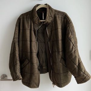 Free People Quilted Doman Jacket military green